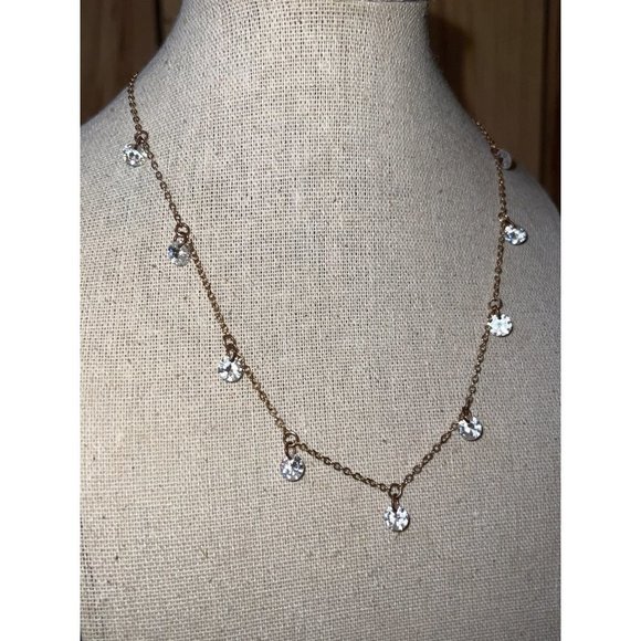 INC International Concepts Shaky Cubic Zirconia Necklace—18” - Picture 4 of 8